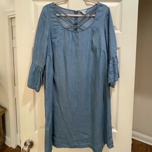 Intro. Light Blue Crisscross Denim Top